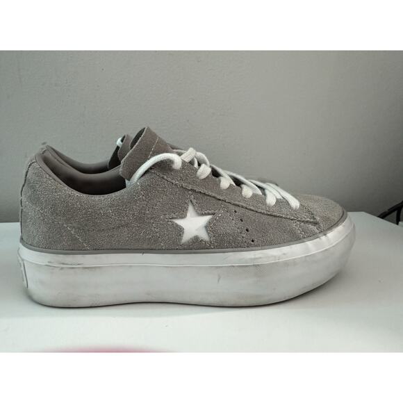 Converse One Star Beige Suede Platform Sneakers Women’s Size 8 - Picture 1 of 10